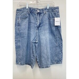 Forever 21 Med Denim Mid-Rise Denim Baggy Shorts - Size 31